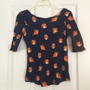 Anthropologie 3/4 owl shirt